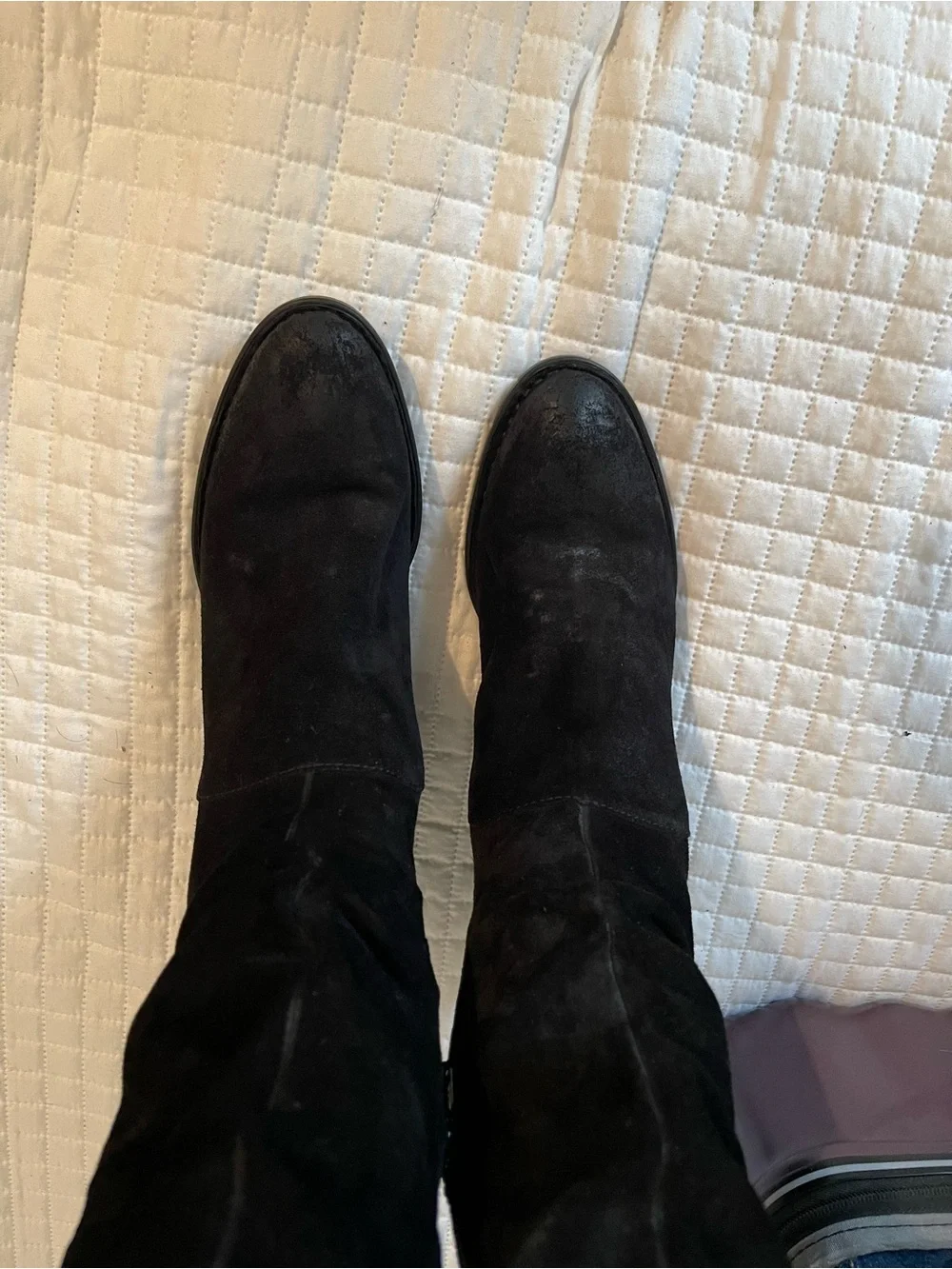 Women's Black Suede Mid-Calf Slouch Boot
